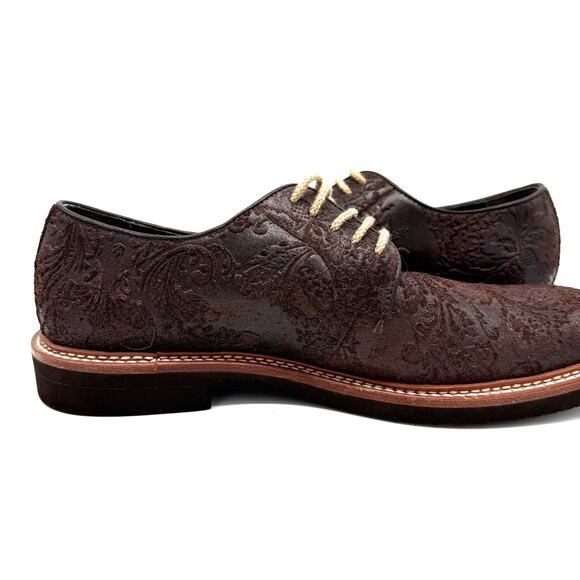 Tallia Men's Shoe Frederico Sz. 8.5 Brown Designer Leather Embossed Oxford Dress - Picture 5 of 10